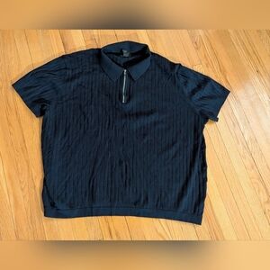 H&M Navy Textured Polo Shirt